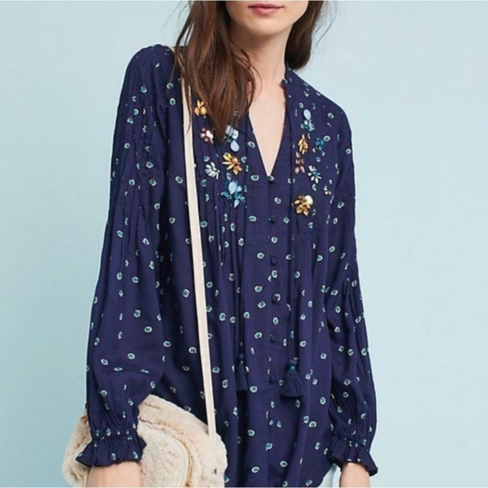 {Anthropologie} Vanessa Virginia Ashtop Jewels Top